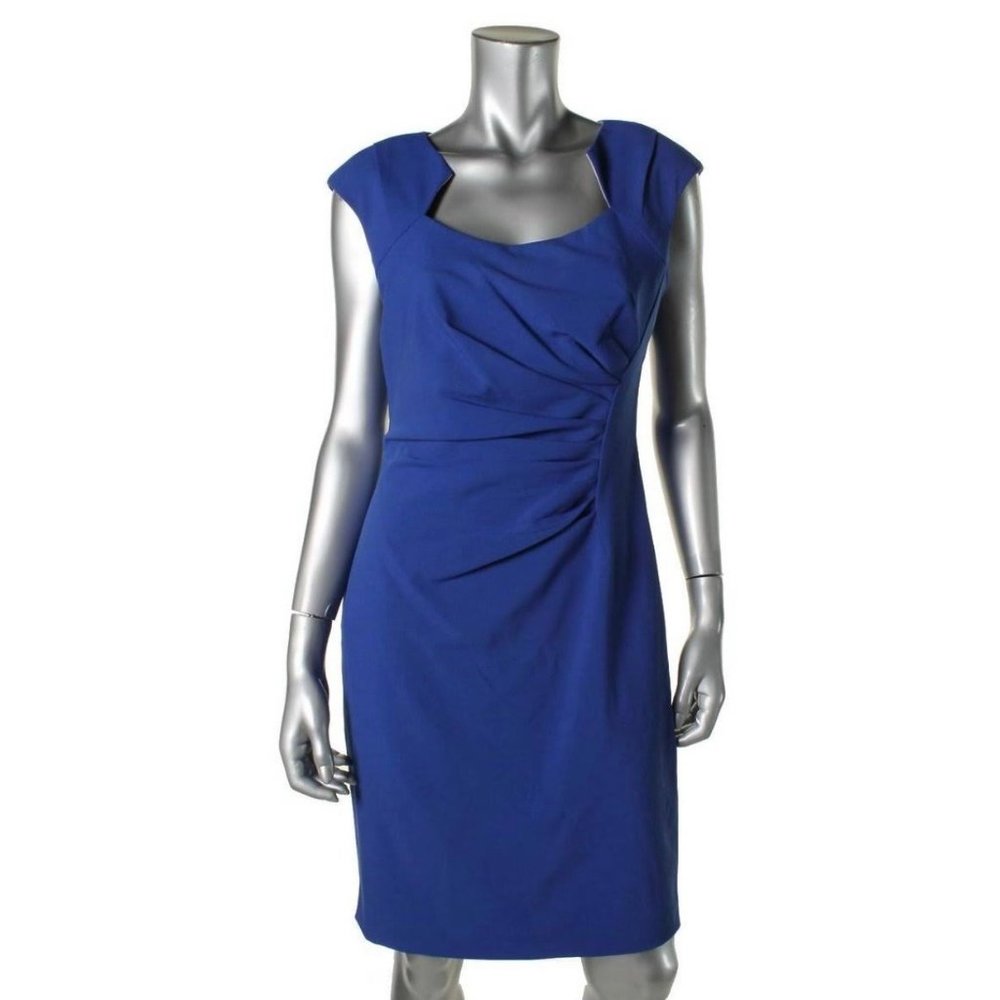 Calvin Klein Byzantine knee length midi sheath dress size 14 cap sleeve